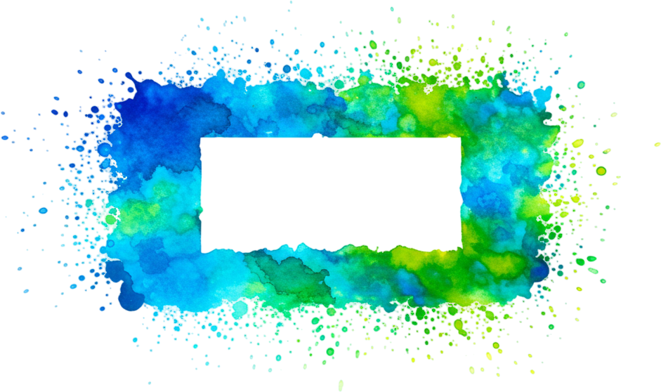 Vibrant Watercolor Frame Splash – Blue & Green Artistic Border