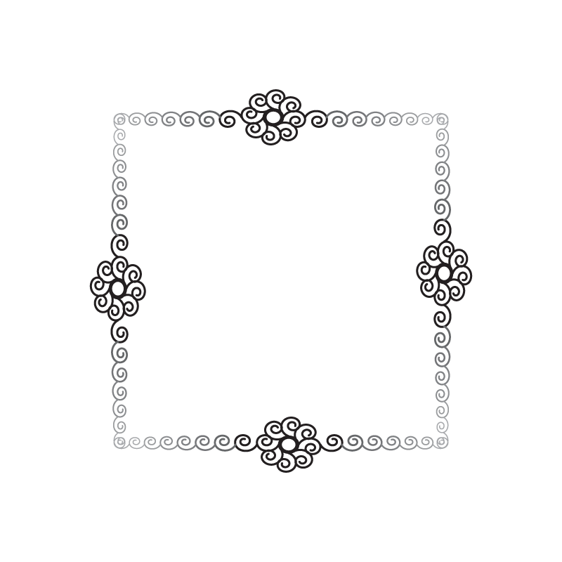 Minimalist Monochrome Spiral Frame with Geometric Floral Accents